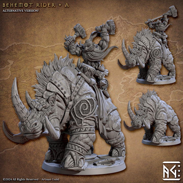 Behemoth Rider Dwarf Cavalry Beasts | Large | Artisan Guild | D&D DnD Pathfinder Miniature