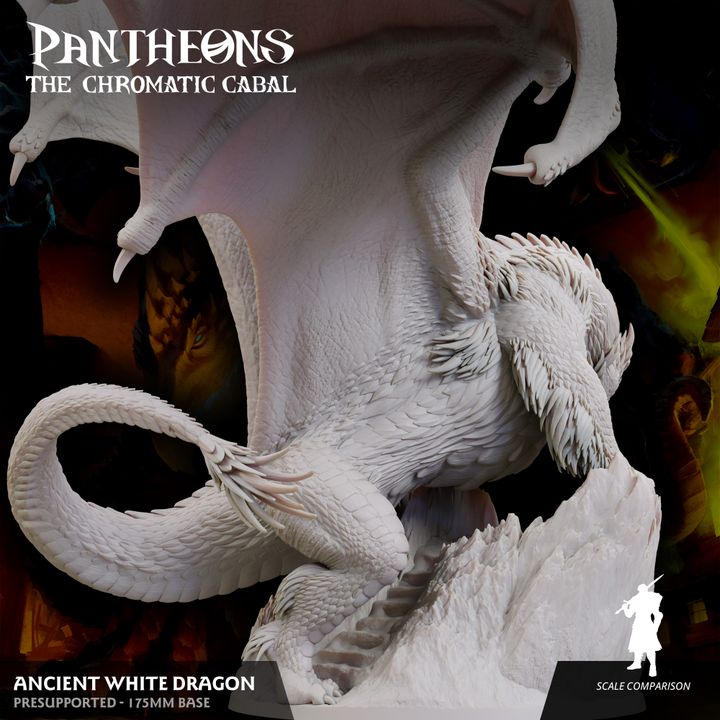 Ancient White Dragon - Roaring (175mm Base)
