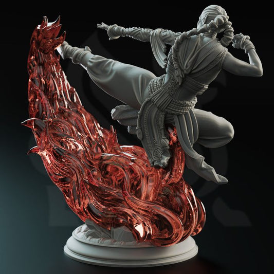 Fire Genasi Monk Martial Arts Elemental | Medium | DM Stash | D&D DnD Pathfinder Miniature