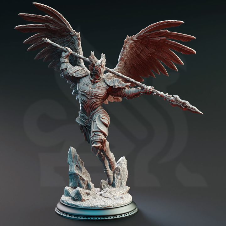Angelic Warrior Celestial Knight Spear | Medium | DM Stash | D&D DnD Pathfinder Miniature