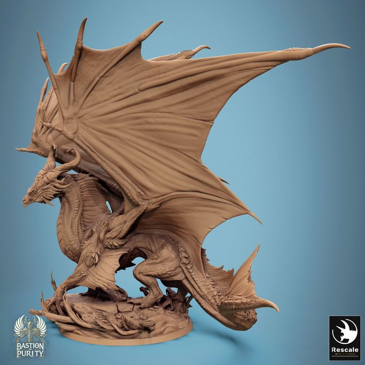 Metallic Dragon Gargantuan Miniature | Gargantuan | Rescale Miniatures | D&D DnD Pathfinder Miniature