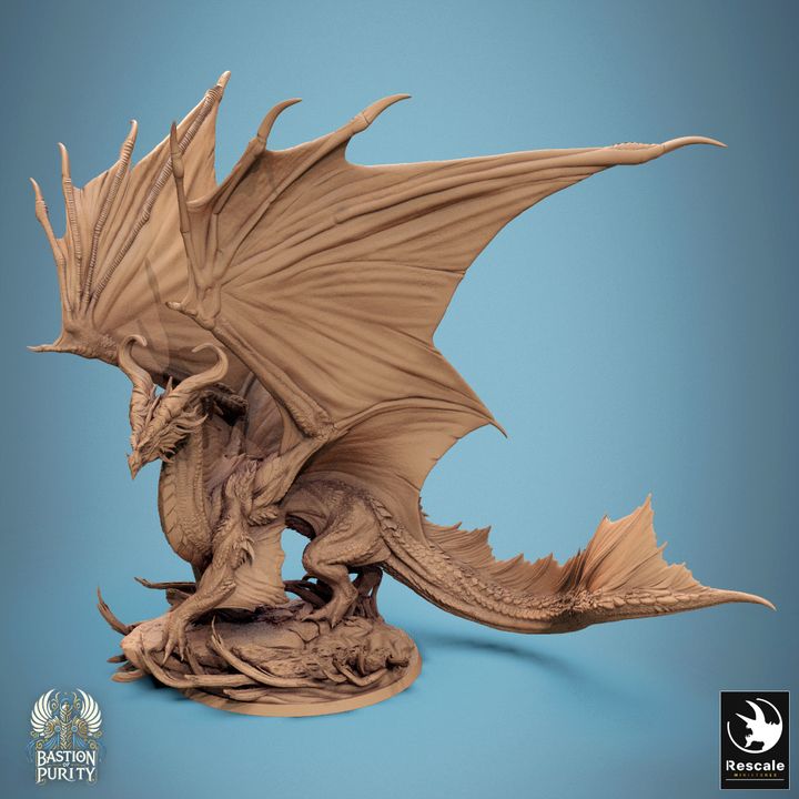 Metallic Dragon Gargantuan Miniature | Gargantuan | Rescale Miniatures | D&D DnD Pathfinder Miniature