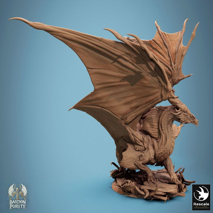 Metallic Dragon Gargantuan Miniature | Gargantuan | Rescale Miniatures | D&D DnD Pathfinder Miniature