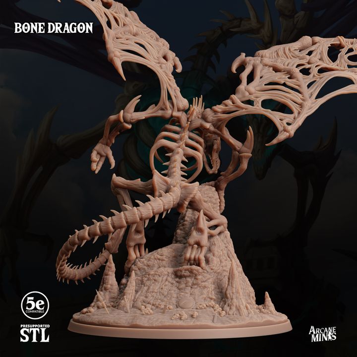 Bone Dragon - Perched (100mm Base)