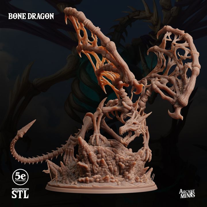 Bone Dragon - Perched (100mm Base)