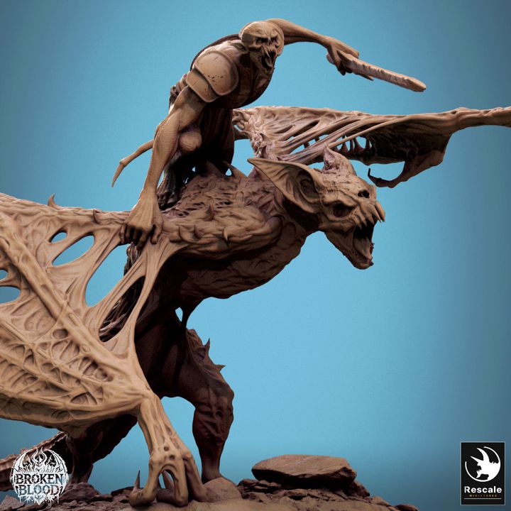 Dabeath Bat Attack - Mounted (75mm x 42 Base)