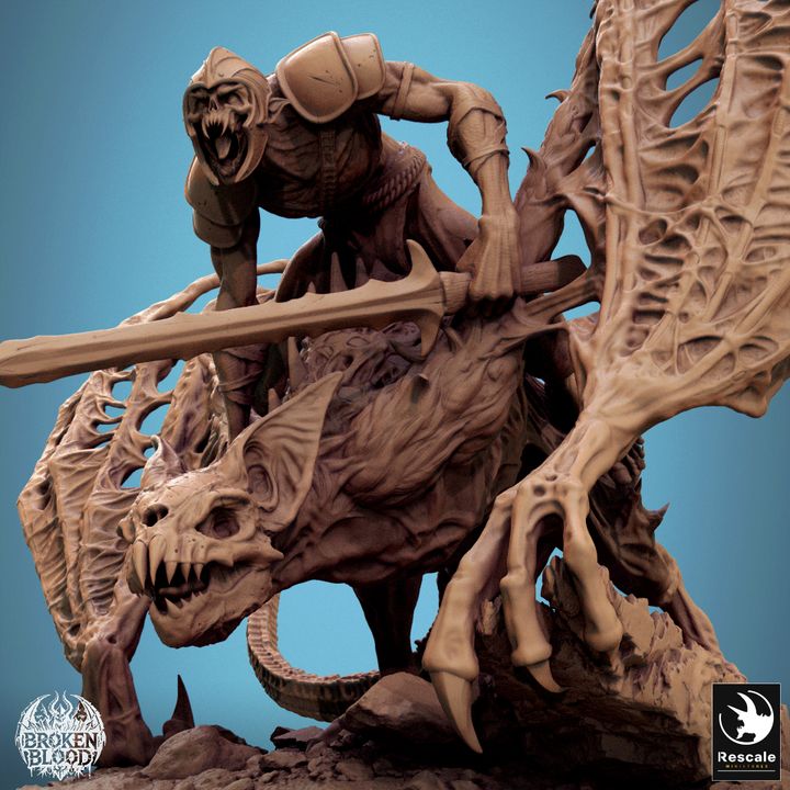 Dabeath Bat - Mounted (75mm x 42 Base)