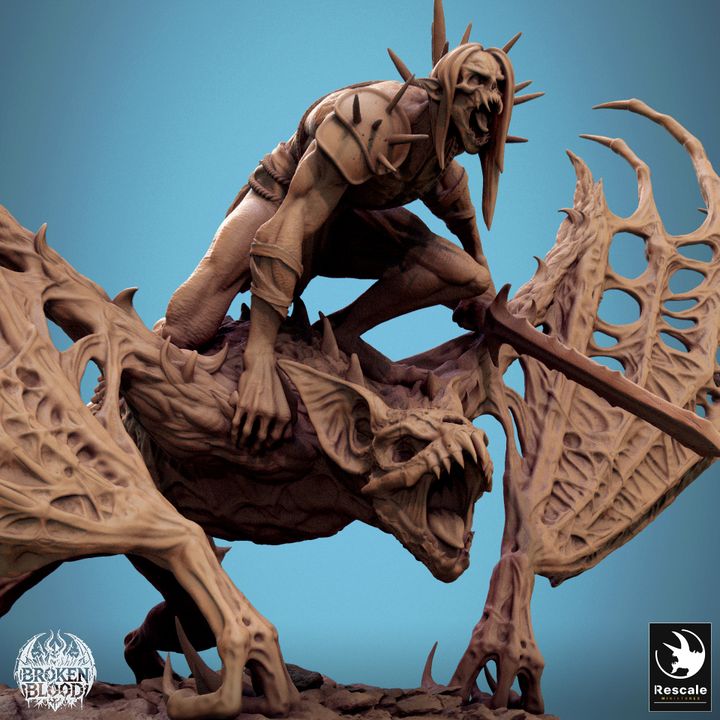 Collection Dabeath Bat Mounted Monstrous Beasts | Huge | Rescale Miniatures | D&D DnD Pathfinder Miniature
