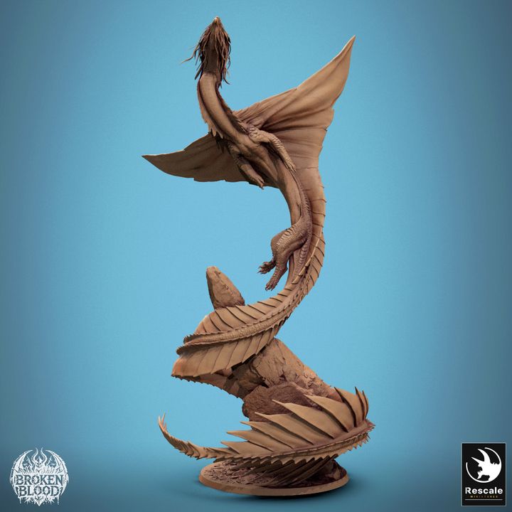 Gold Dragon Model Spiral Pose | Gargantuan | Rescale Miniatures | D&D DnD Pathfinder Miniature