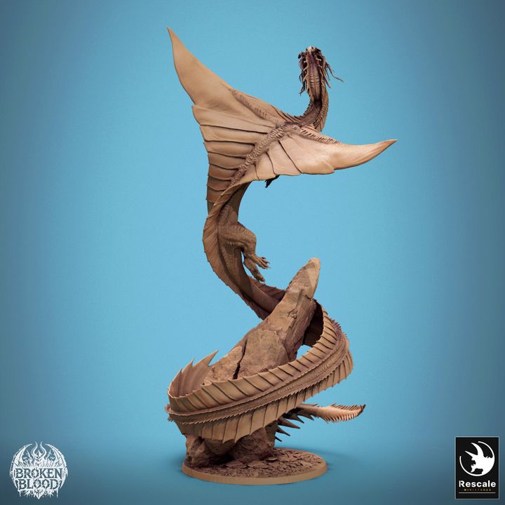 Gold Dragon Model Spiral Pose | Gargantuan | Rescale Miniatures | D&D DnD Pathfinder Miniature