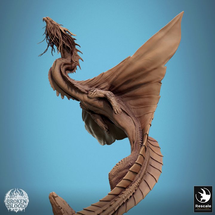 Gold Dragon Model Spiral Pose | Gargantuan | Rescale Miniatures | D&D DnD Pathfinder Miniature