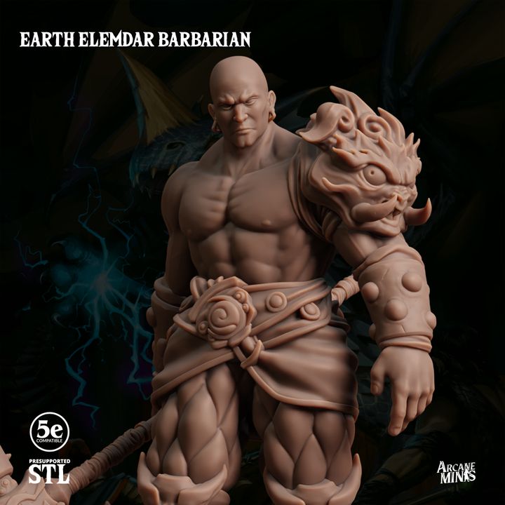 Earth Elemdar Barbarian - Stalwart (25mm Base)