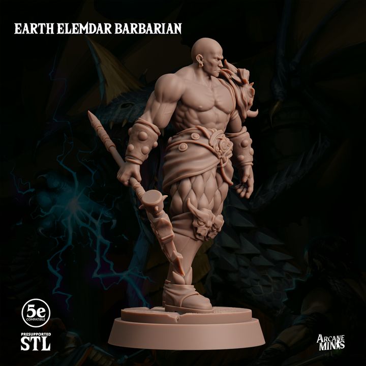 Earth Elemdar Barbarian - Stalwart (25mm Base)