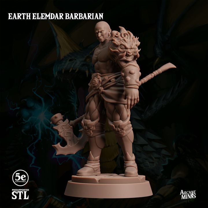 Earth Elemdar Barbarian - Stalwart (25mm Base)