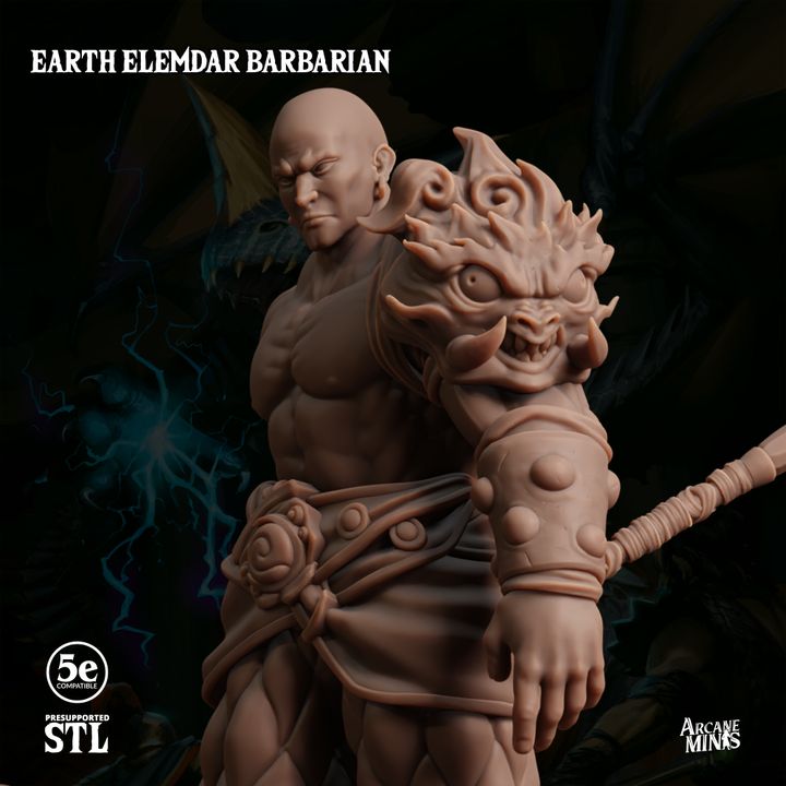 Earth Elemdar Barbarian - Stalwart (25mm Base)