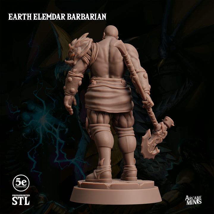 Earth Elemdar Barbarian - Stalwart (25mm Base)