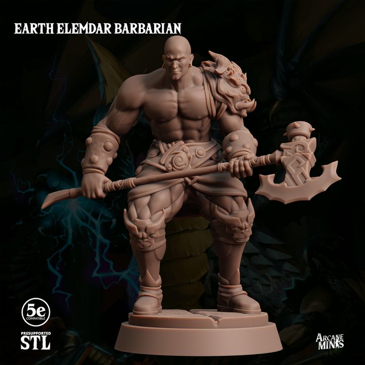 Earth Elemdar Barbarian - Stalwart (25mm Base)