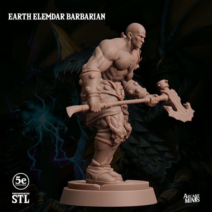 Earth Elemdar Barbarian - Stalwart (25mm Base)