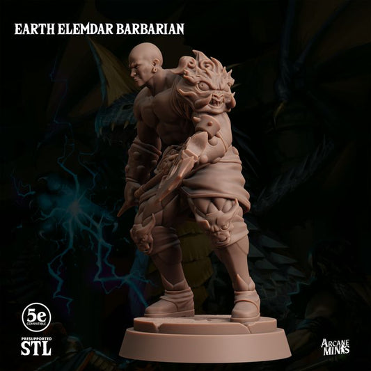 Earth Elemdar Elemental Barbarian Miniature | Medium | Sordane Publishing | D&D DnD Pathfinder Miniature