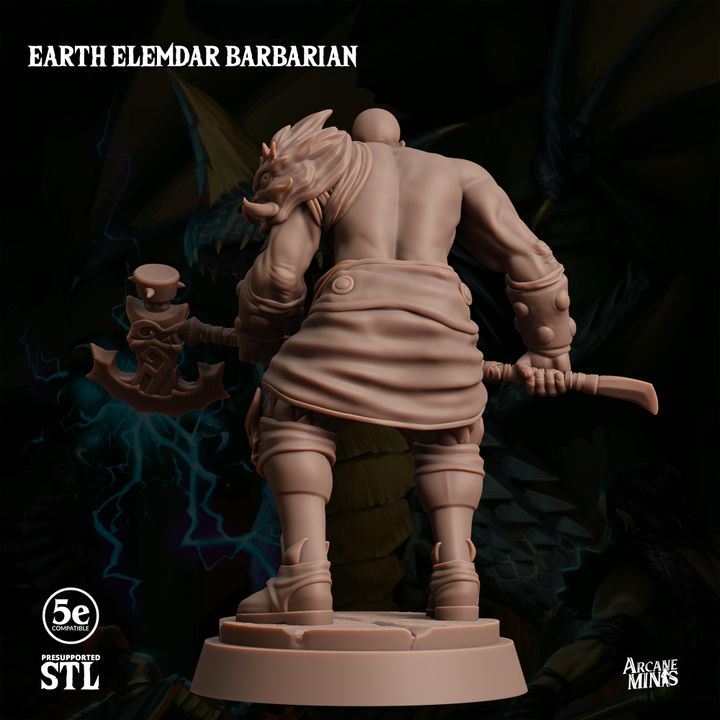 Earth Elemdar Barbarian - Stalwart (25mm Base)