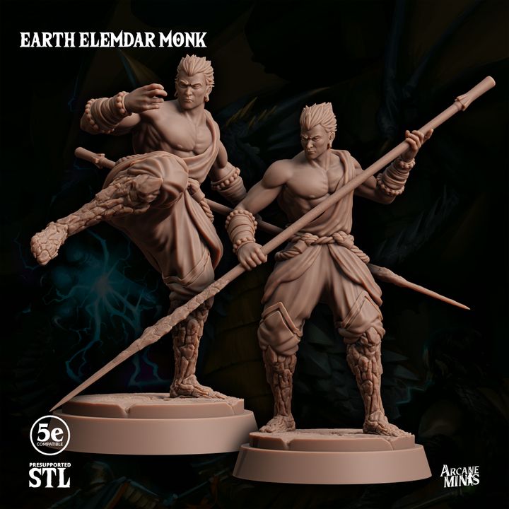 Earth Elemdar Monk - Strike (25mm Base)