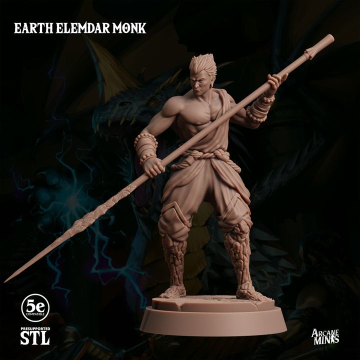 Earth Elemdar Monk - Strike (25mm Base)