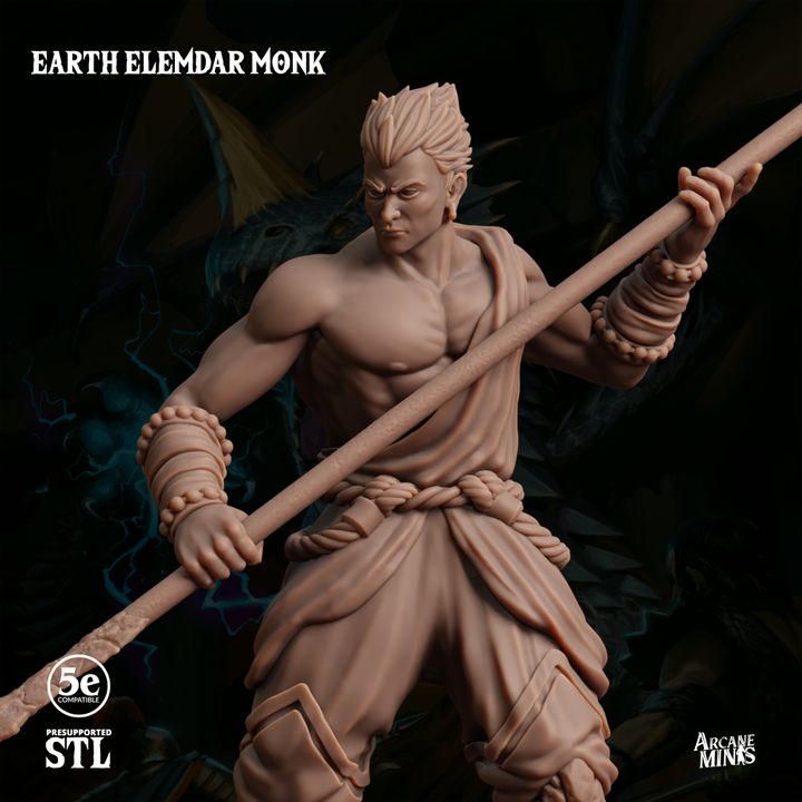 Earth Elemdar Monk - Strike (25mm Base)