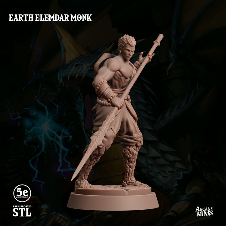 Earth Elemdar Monk - Strike (25mm Base)