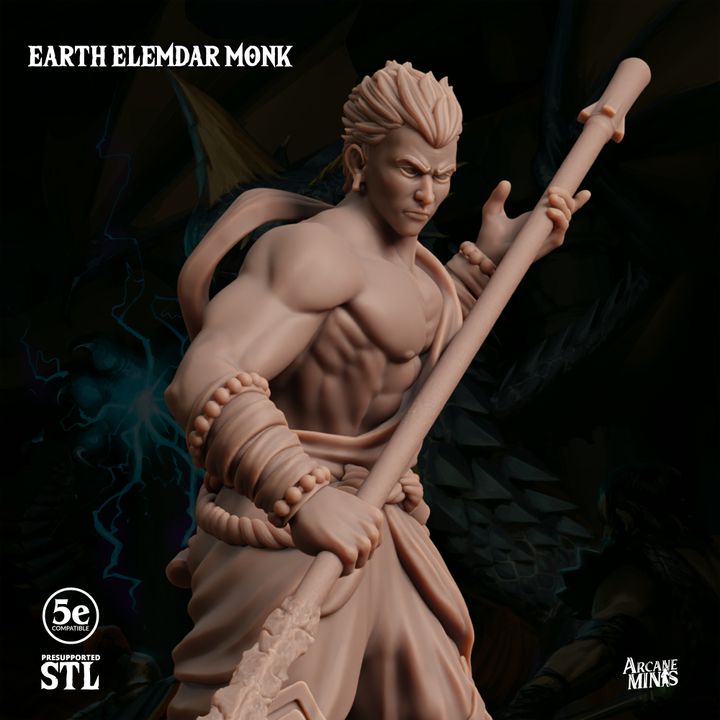 Earth Elemdar Monk - Strike (25mm Base)