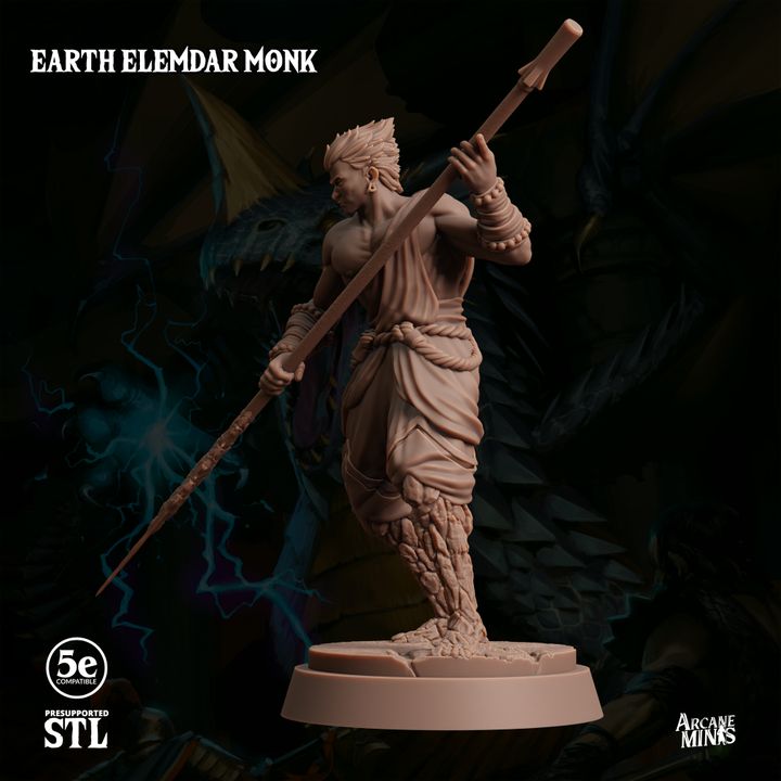Earth Elemdar Monk - Strike (25mm Base)