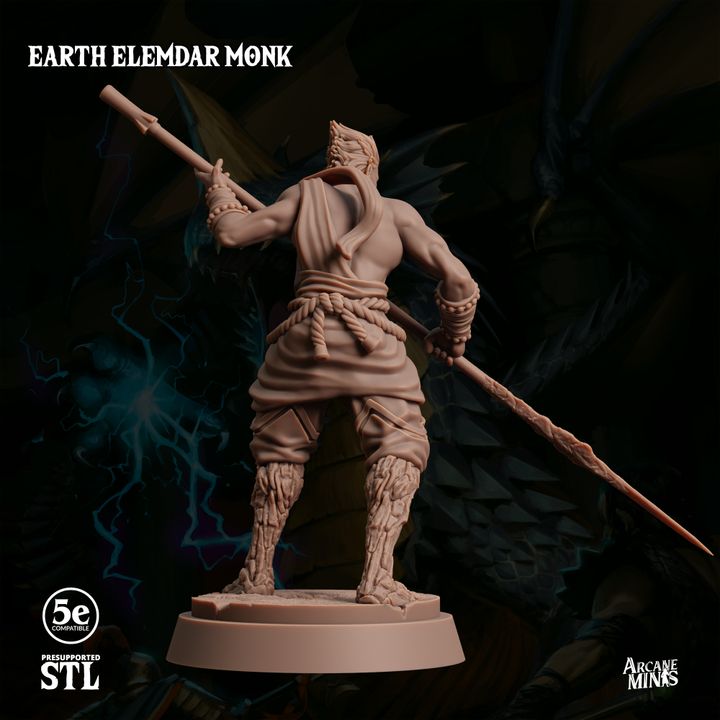 Earth Elemdar Monk - Strike (25mm Base)