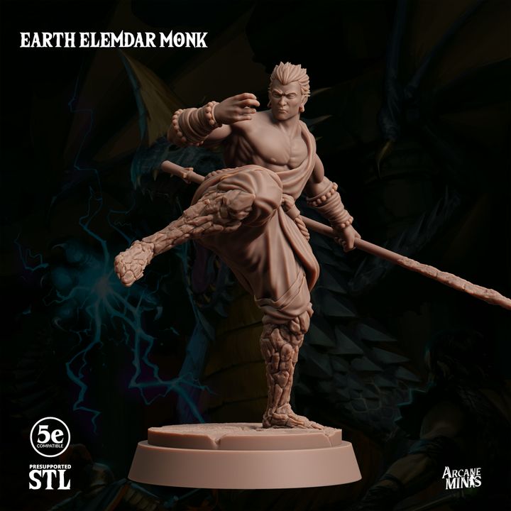 Earth Elemdar Monk - Strike (25mm Base)