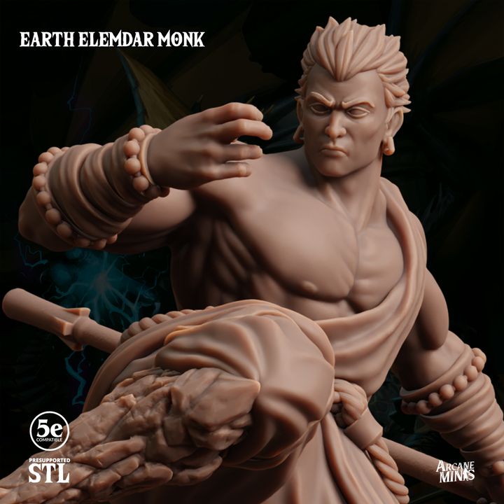 Earth Elemdar Monk - Strike (25mm Base)