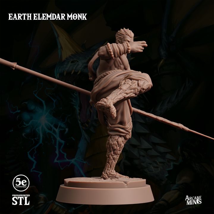 Earth Elemdar Monk - Strike (25mm Base)