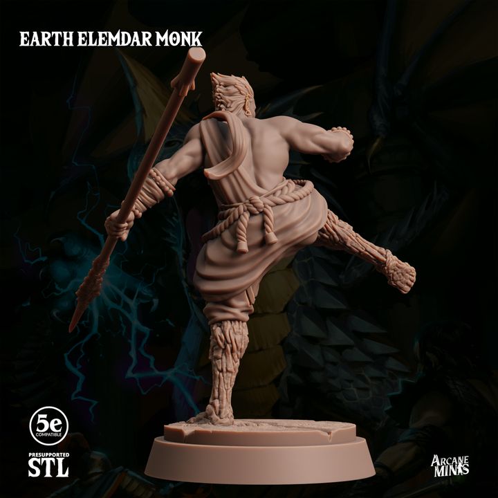 Earth Elemdar Monk - Strike (25mm Base)