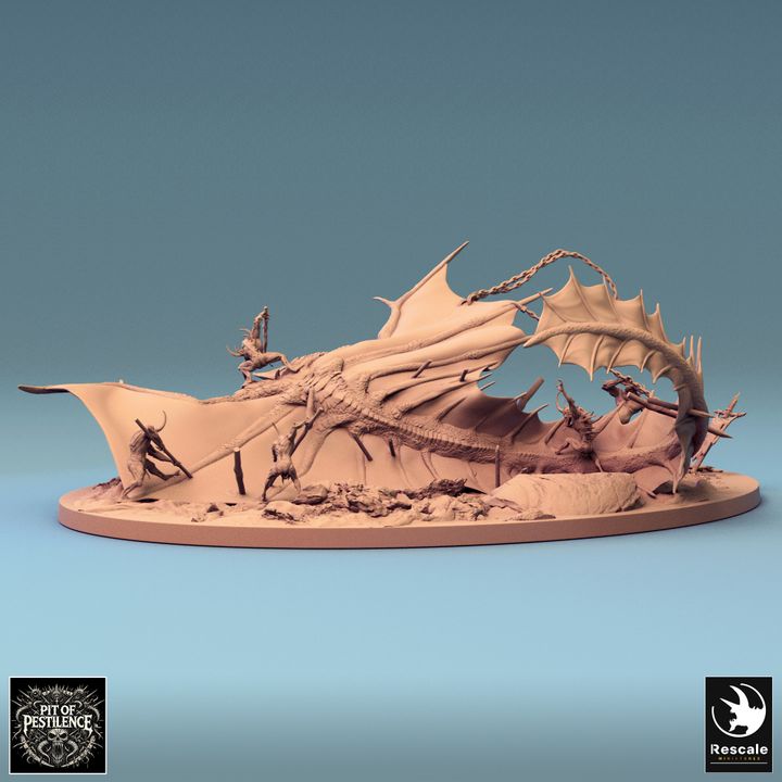 Legendary Brass Dragon Battle Diorama | Colossal | Rescale Miniatures | D&D DnD Pathfinder Miniature