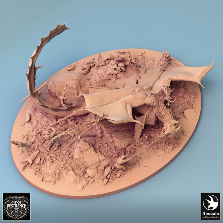 Legendary Brass Dragon Battle Diorama | Colossal | Rescale Miniatures | D&D DnD Pathfinder Miniature