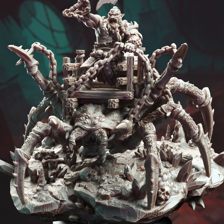 Giant Spider Rider Dwarf Barbarian | Large | DM Stash | D&D DnD Pathfinder Miniature