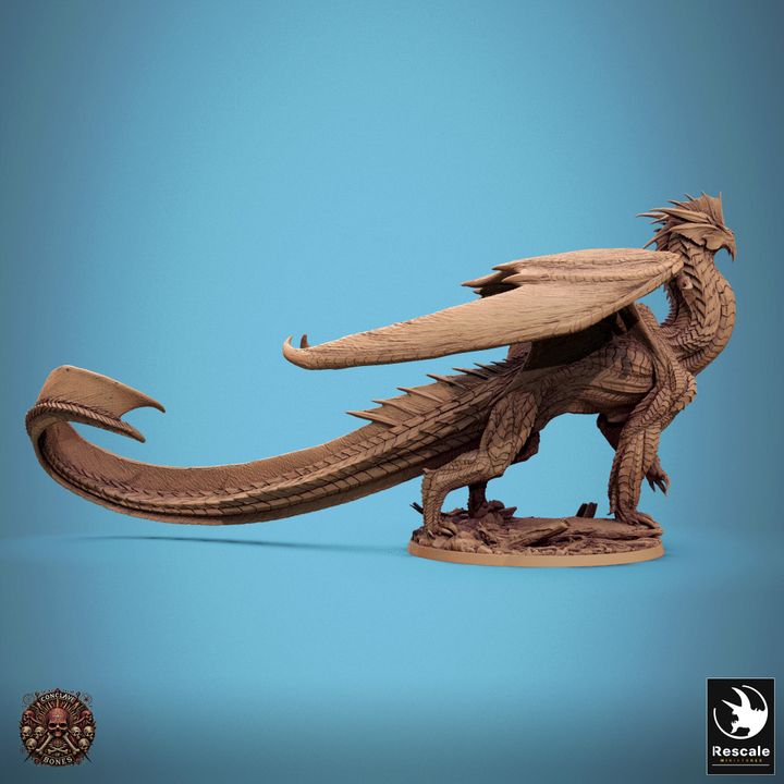 Metallic Silver Dragon - Walk (75mm Base)