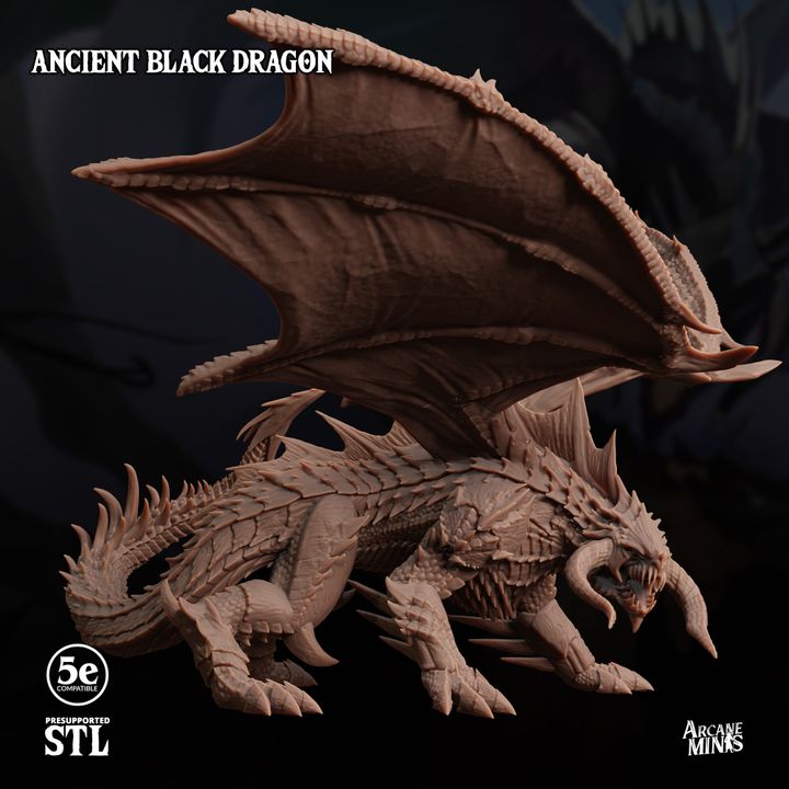 Ancient Black Dragon - Guard (100mm Base)