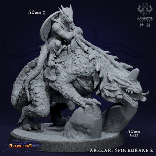 Arekari Spinedrake Dragon Riders | Large | Mammoth Factory | D&D DnD Pathfinder Miniature