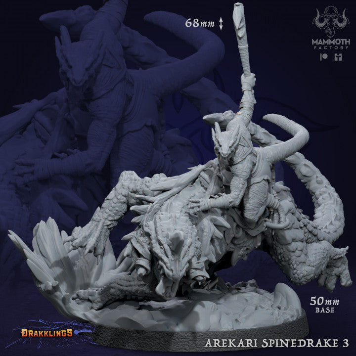 Arekari Spinedrake Dragon Riders | Large | Mammoth Factory | D&D DnD Pathfinder Miniature
