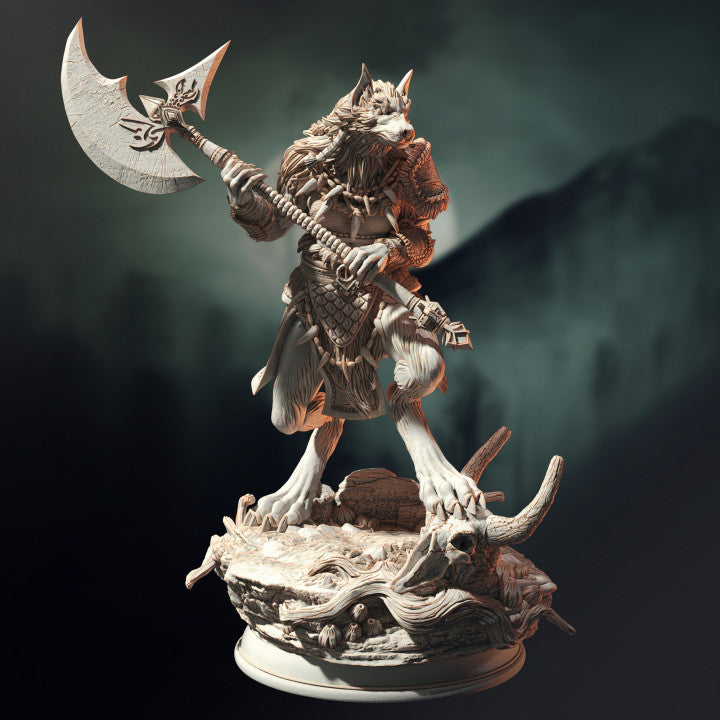 Werewolf Barbarian - Battle (25mm Base)