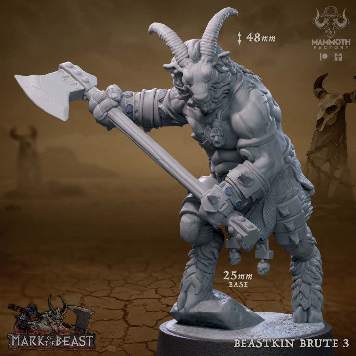 Beastkin Humanoids Barbarian Miniatures | Medium | Mammoth Factory | D&D DnD Pathfinder Miniature