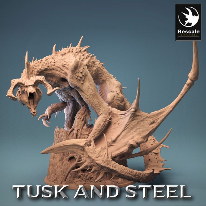 Legendary Chromatic Black Dragon - Descent (100mm Base)
