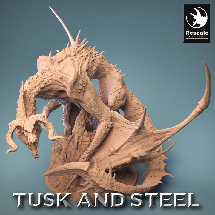 Legendary Chromatic Black Dragon - Descent (100mm Base)