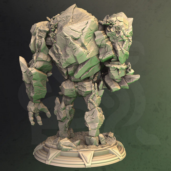 Rock Golem with Elven Druid - Guardian (75mm Base)