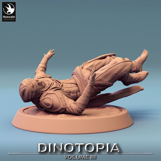 Dinosaur Rider Falling Pose Miniature | Large | Rescale Miniatures | D&D DnD Pathfinder Miniature