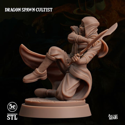 Dragon Cultist Rogue Miniature | Medium | Sordane Publishing | D&D DnD Pathfinder Miniature