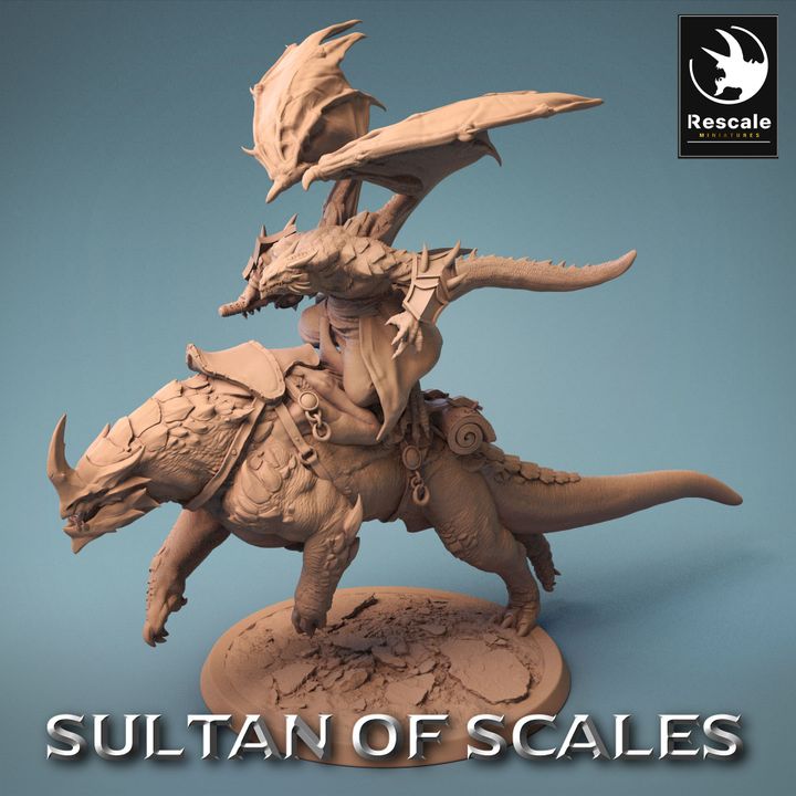 Dragonborn Warrior Reptilian Mount | Large | Rescale Miniatures | D&D DnD Pathfinder Miniature